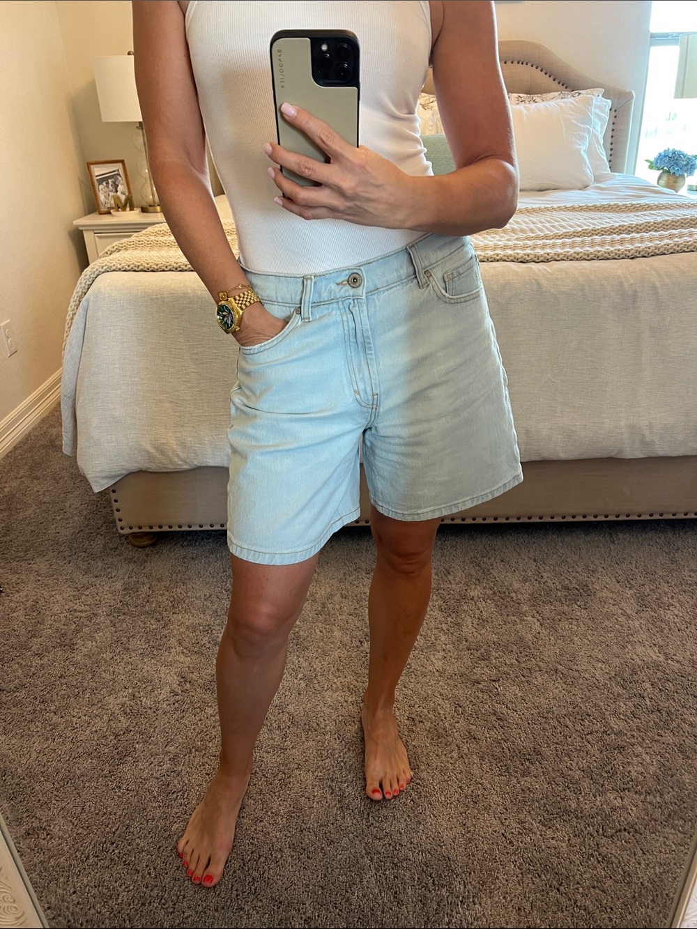 Kenzie relaxed denim Bermuda shorts